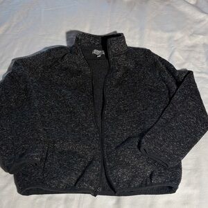 Black Heathered  Zip-Up Fleece Boys Jacket - Size L